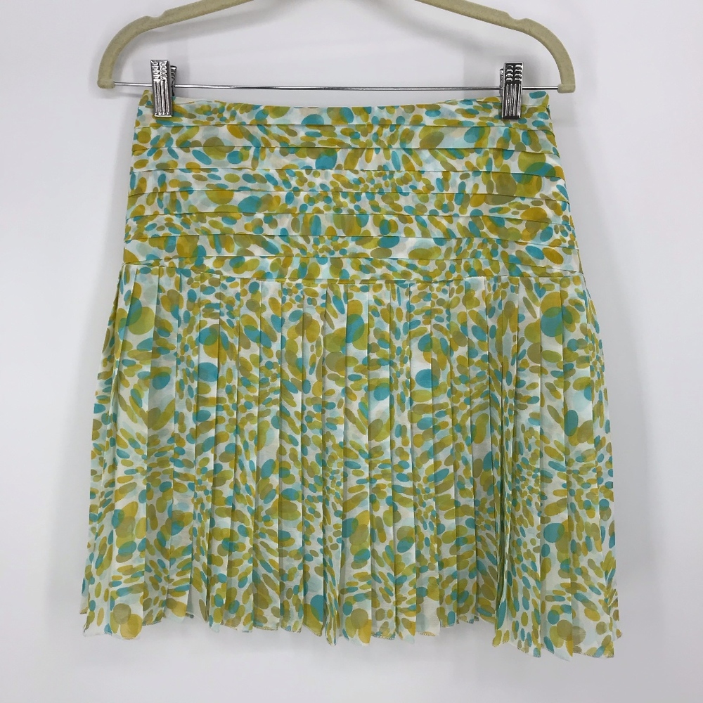 Blue and Gold Pleated Midi Skirt